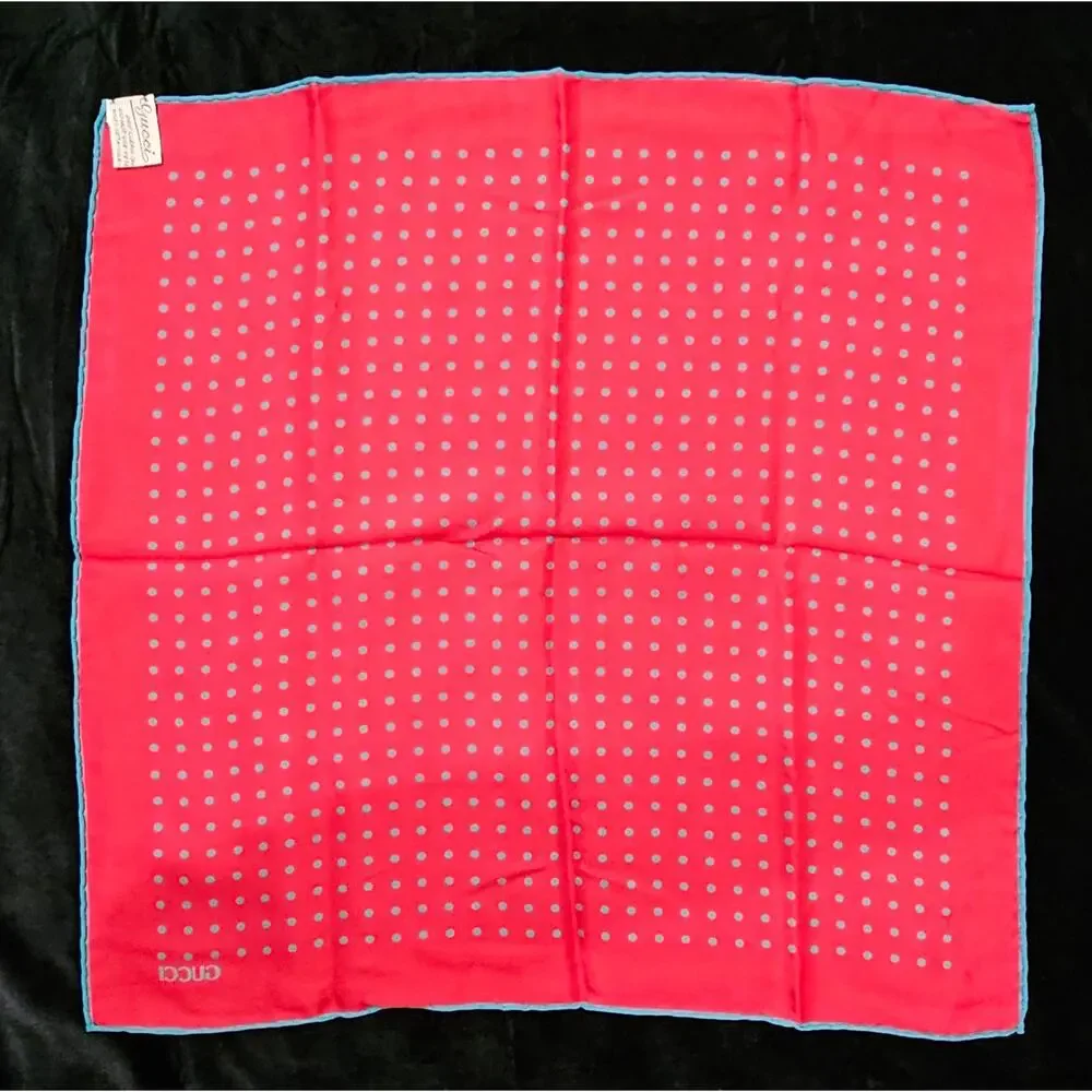 Gucci Silk Polka Dot Pocket Square /Handkerchief - Picture 6 of 6